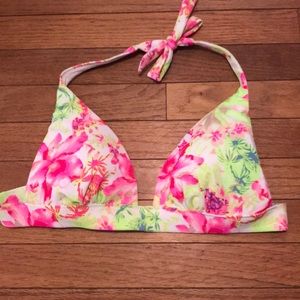 Neon floral bikini top